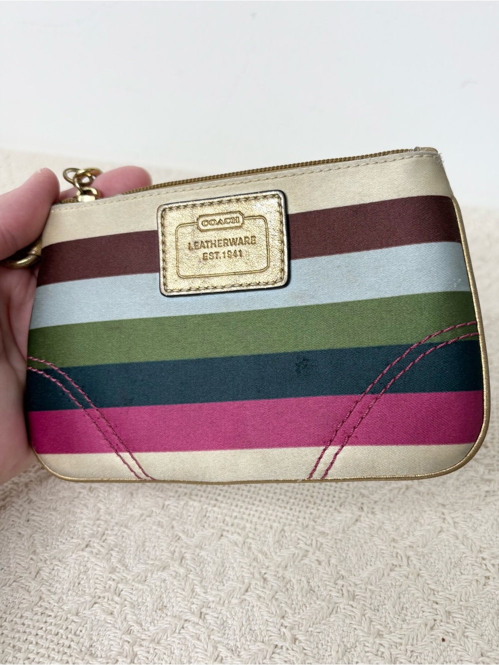 PROJECT Y2K Coach Legacy Stripe Small Wristlet Anniversary Satin Clip In Pouch - Picture 4 of 8